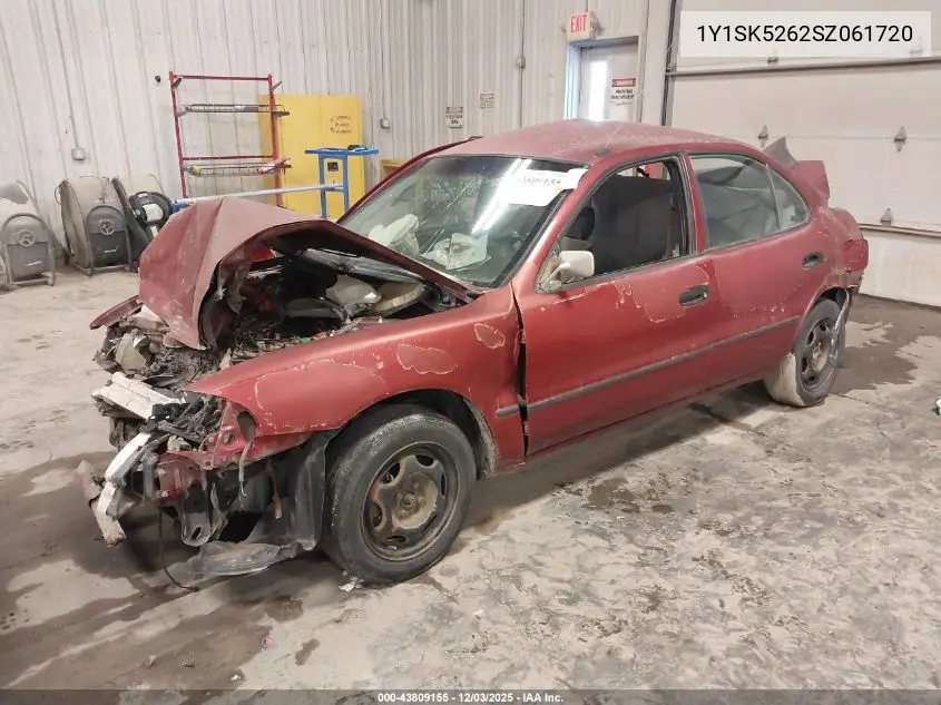 1995 Geo Prizm Lsi VIN: 1Y1SK5262SZ061720 Lot: 43809155