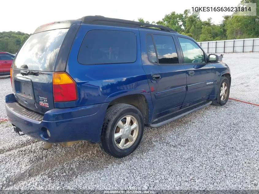 2003 GMC Envoy Xl Sle VIN: 1GKES16S636231814 Lot: 45091418
