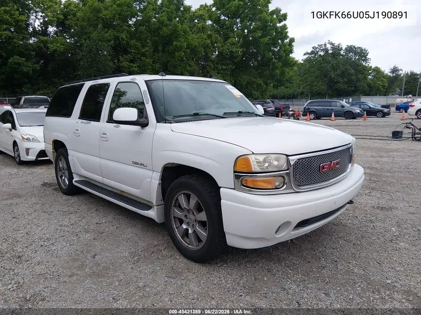 2005 GMC Yukon Xl 1500 Denali VIN: 1GKFK66U05J190891 Lot: 45421389