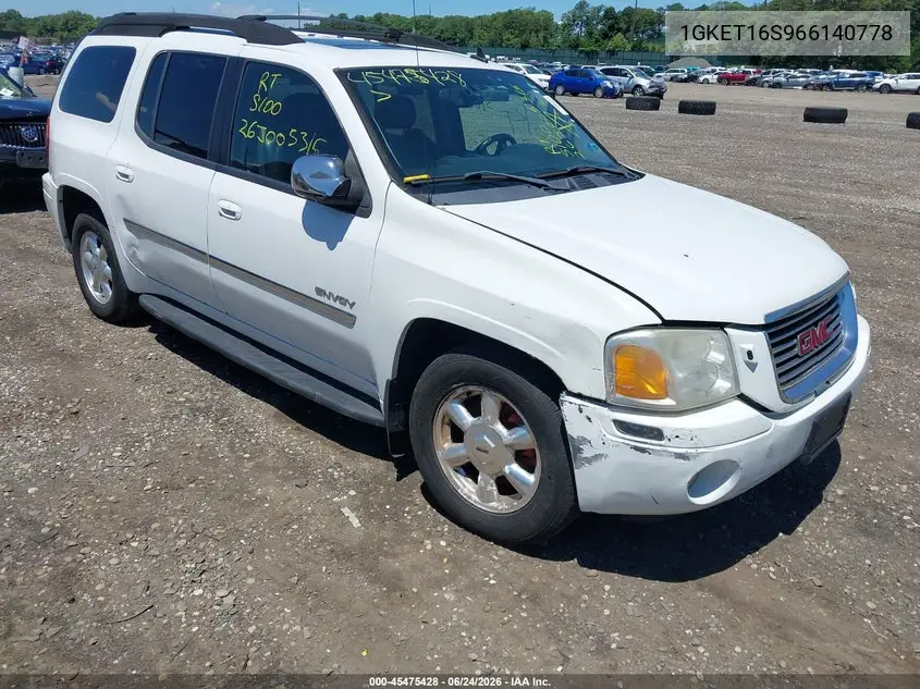 2006 GMC Envoy Xl Slt VIN: 1GKET16S966140778 Lot: 45475428