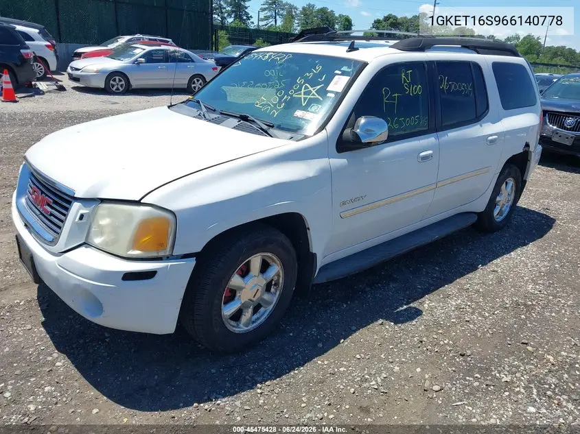 2006 GMC Envoy Xl Slt VIN: 1GKET16S966140778 Lot: 45475428