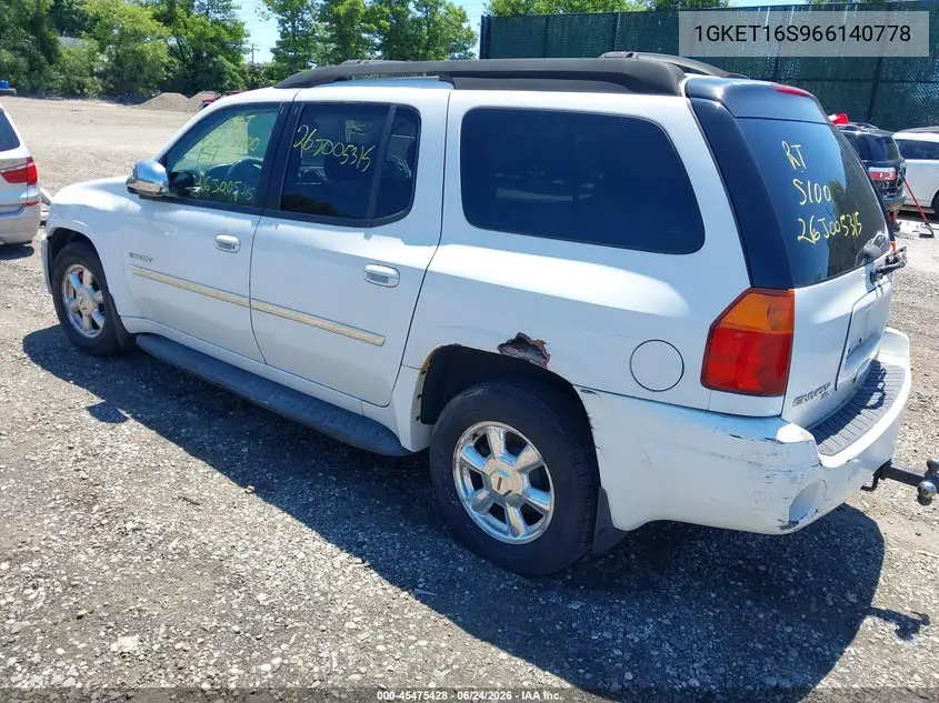 2006 GMC Envoy Xl Slt VIN: 1GKET16S966140778 Lot: 45475428