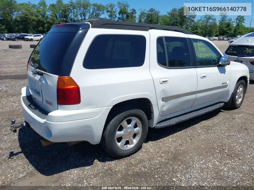 2006 GMC Envoy Xl Slt VIN: 1GKET16S966140778 Lot: 45475428