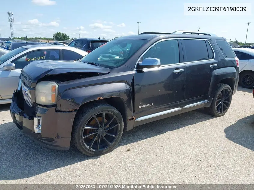 2015 GMC Terrain Denali V6 VIN: 2GKFLZE39F6198039 Lot: 20267063