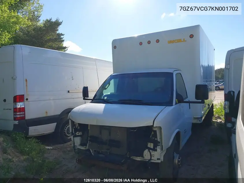 2019 GMC Savana Cutaway 4500 Van VIN: 7GZ67VCG7KN001702 Lot: 12610320