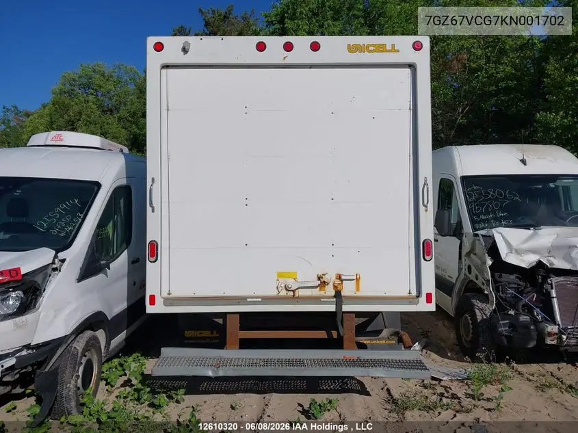 2019 GMC Savana Cutaway 4500 Van VIN: 7GZ67VCG7KN001702 Lot: 12610320