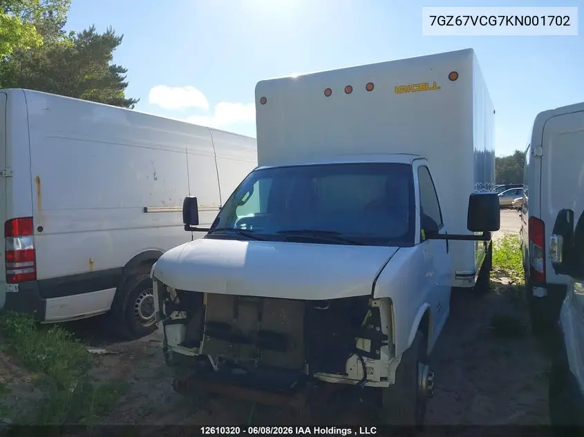 2019 GMC Savana Cutaway 4500 Van VIN: 7GZ67VCG7KN001702 Lot: 12610320