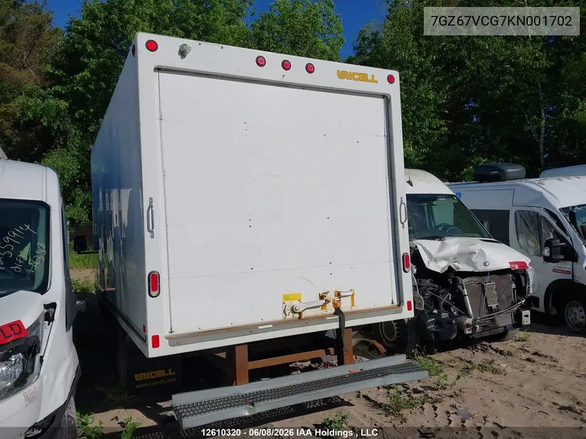 2019 GMC Savana Cutaway 4500 Van VIN: 7GZ67VCG7KN001702 Lot: 12610320