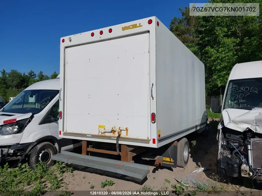 2019 GMC Savana Cutaway 4500 Van VIN: 7GZ67VCG7KN001702 Lot: 12610320