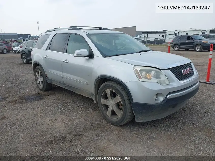 2010 GMC Acadia Slt-1 VIN: 1GKLVMED1AJ139247 Lot: 30094338