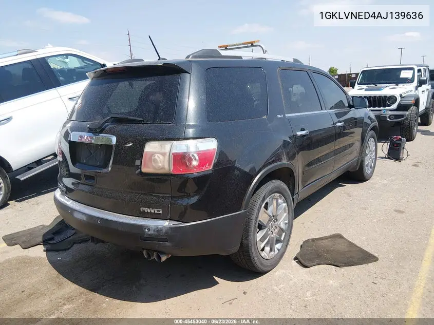 2010 GMC Acadia Slt-2 VIN: 1GKLVNED4AJ139636 Lot: 45453040