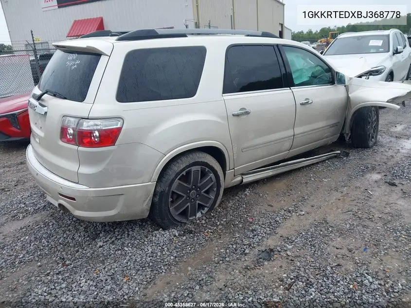2011 GMC Acadia Denali VIN: 1GKKRTEDXBJ368778 Lot: 45358627