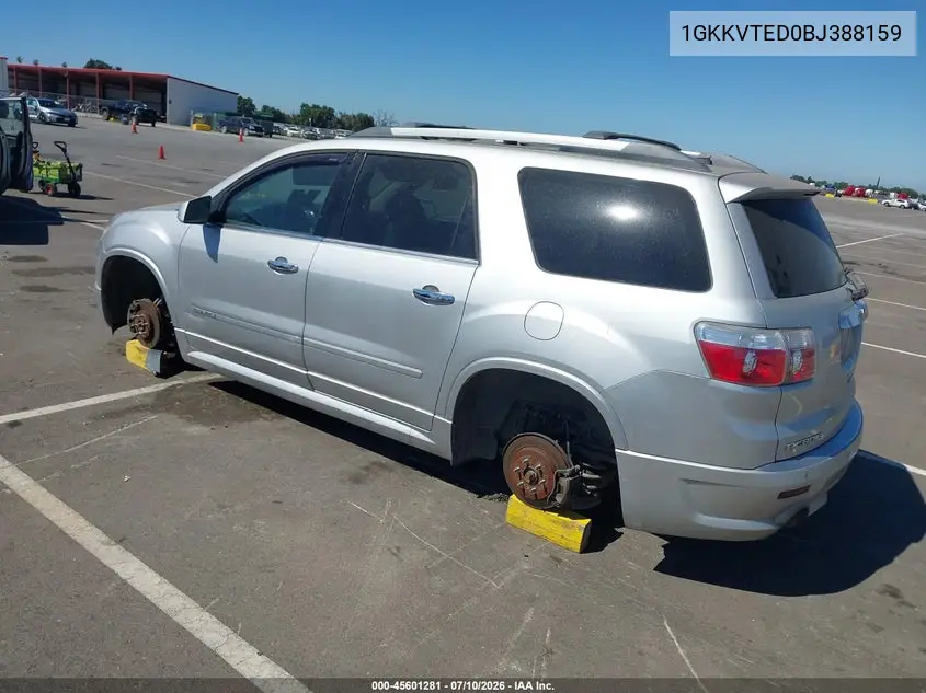 2011 GMC Acadia Denali VIN: 1GKKVTED0BJ388159 Lot: 45601281