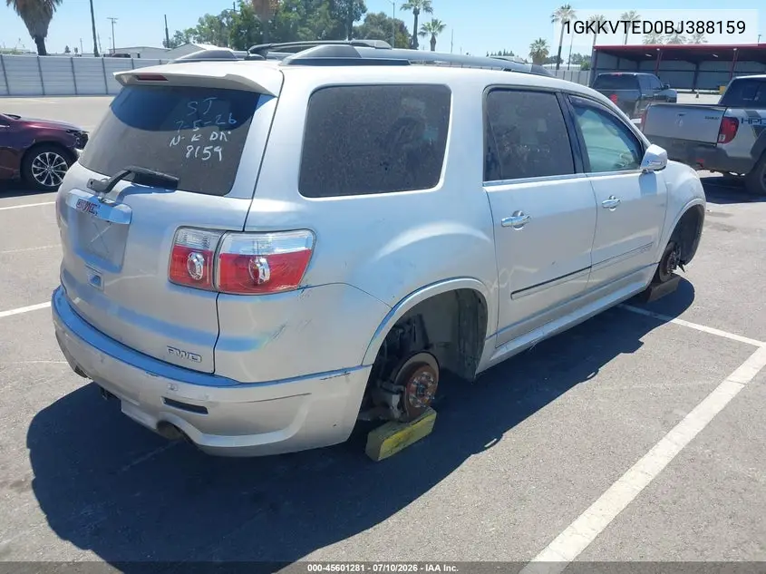 2011 GMC Acadia Denali VIN: 1GKKVTED0BJ388159 Lot: 45601281