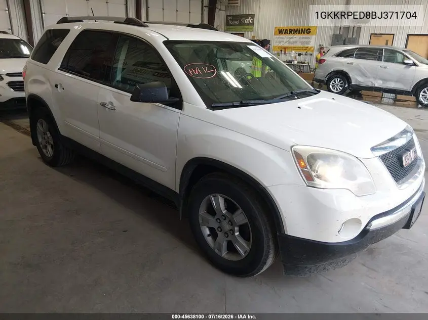 2011 GMC Acadia Sle VIN: 1GKKRPED8BJ371704 Lot: 45638100