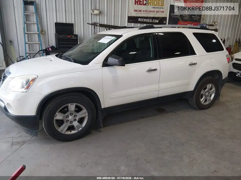 2011 GMC Acadia Sle VIN: 1GKKRPED8BJ371704 Lot: 45638100