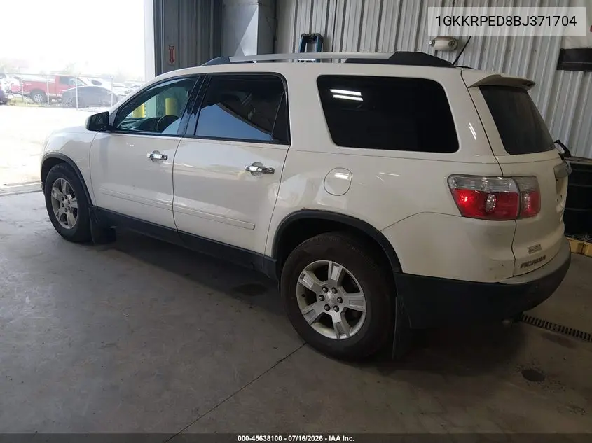 2011 GMC Acadia Sle VIN: 1GKKRPED8BJ371704 Lot: 45638100