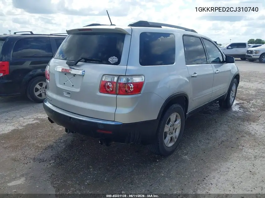 2012 GMC Acadia Sle VIN: 1GKKRPED2CJ310740 Lot: 45331139