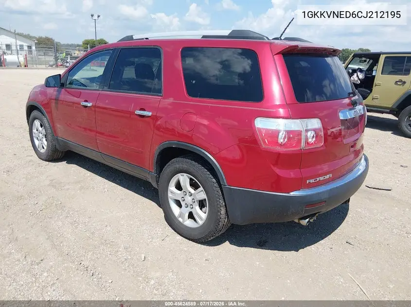 2012 GMC Acadia Sl VIN: 1GKKVNED6CJ212195 Lot: 45624589