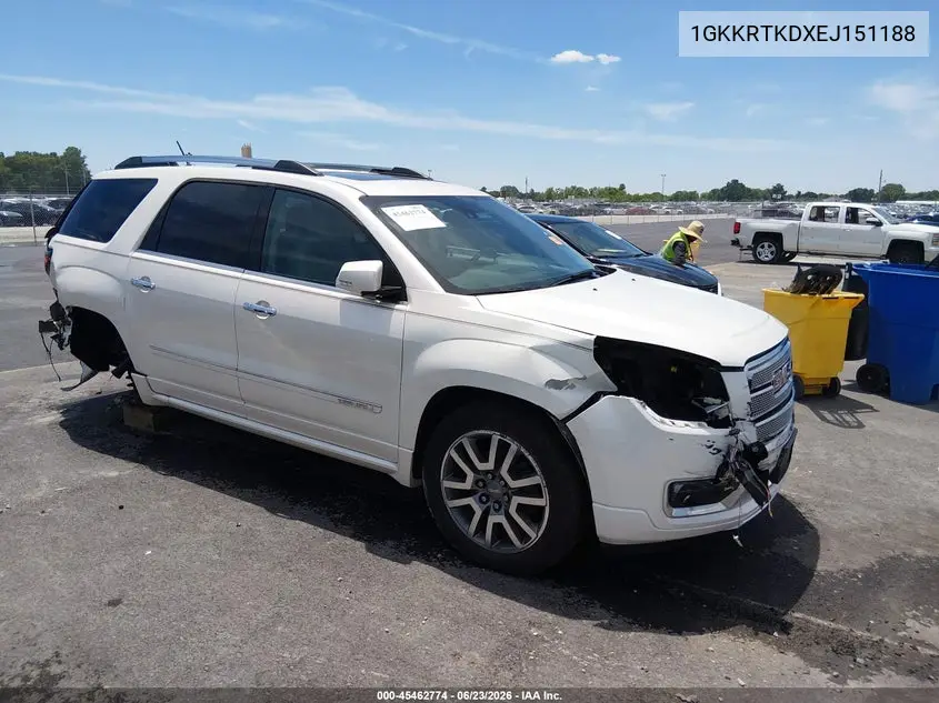 2014 GMC Acadia Denali VIN: 1GKKRTKDXEJ151188 Lot: 45462774