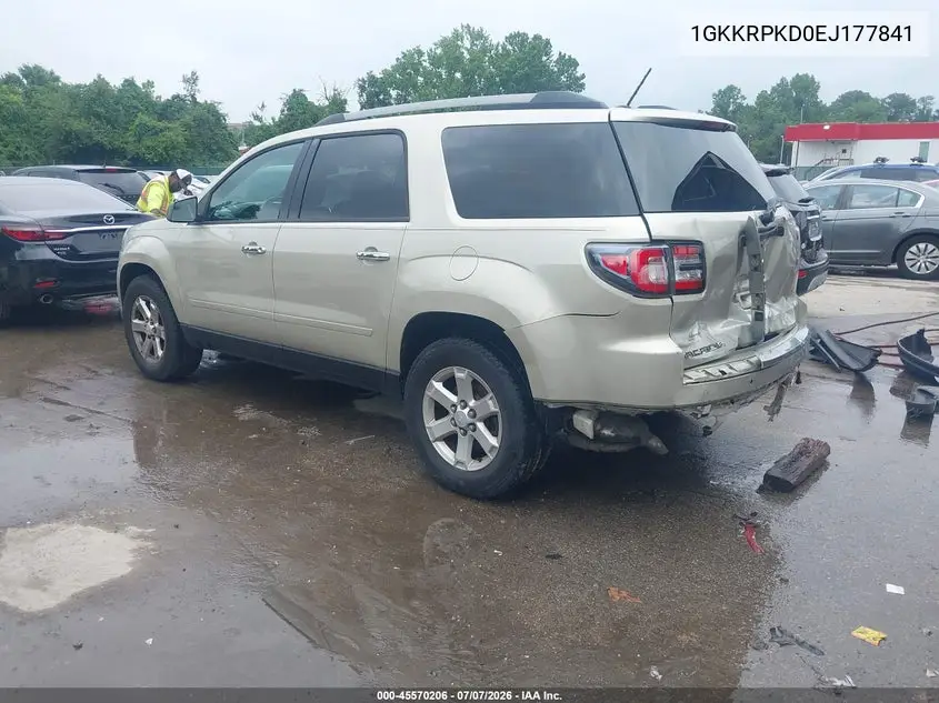 2014 GMC Acadia Sle-2 VIN: 1GKKRPKD0EJ177841 Lot: 45570206