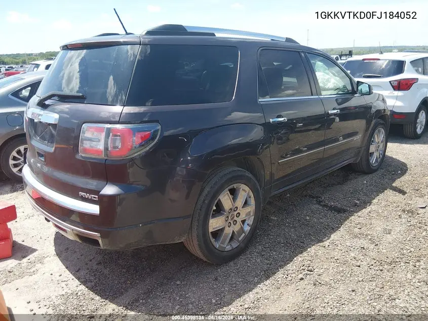 2015 GMC Acadia Denali VIN: 1GKKVTKD0FJ184052 Lot: 45398134