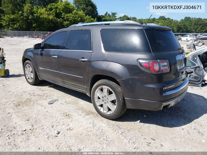 2015 GMC Acadia Denali VIN: 1GKKRTKDXFJ304671 Lot: 45501349