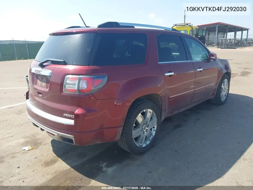 2015 GMC Acadia Denali VIN: 1GKKVTKD4FJ292030 Lot: 45630883