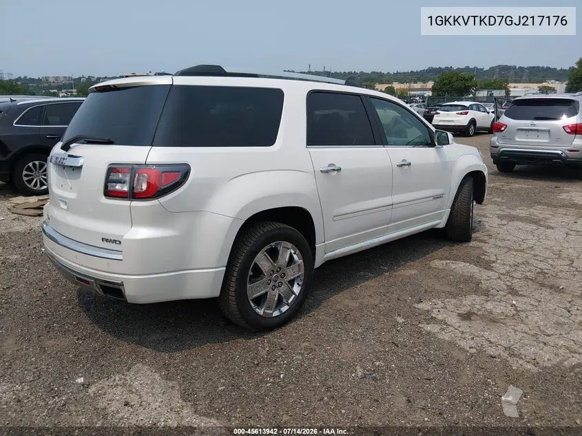 2016 GMC Acadia Denali VIN: 1GKKVTKD7GJ217176 Lot: 45613942