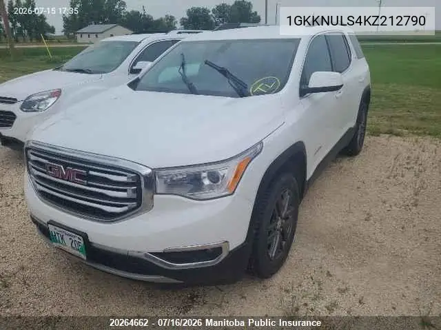 2019 GMC Acadia Slt VIN: 1GKKNULS4KZ212790 Lot: 20264662