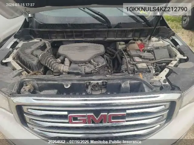 2019 GMC Acadia Slt VIN: 1GKKNULS4KZ212790 Lot: 20264662
