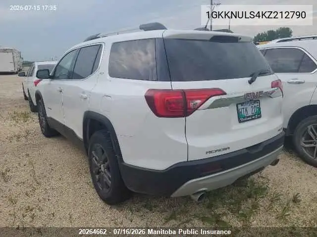 2019 GMC Acadia Slt VIN: 1GKKNULS4KZ212790 Lot: 20264662