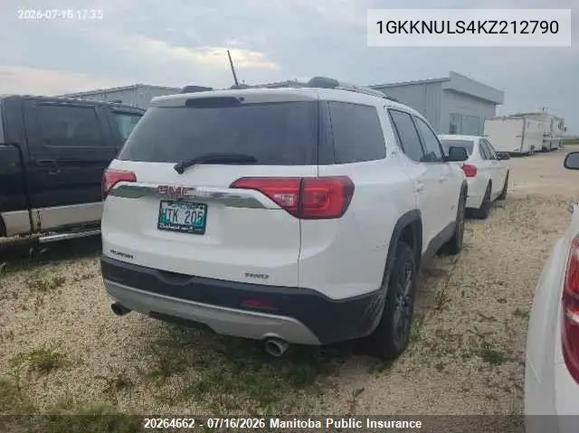 2019 GMC Acadia Slt VIN: 1GKKNULS4KZ212790 Lot: 20264662
