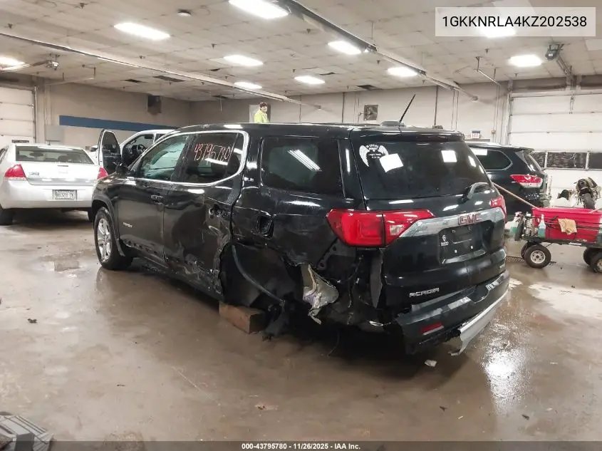 1GKKNRLA4KZ202538 2019 GMC Acadia Sle-1