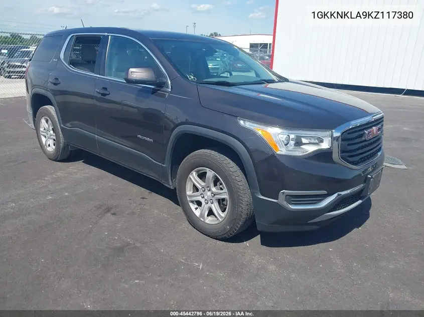 2019 GMC Acadia Sle-1 VIN: 1GKKNKLA9KZ117380 Lot: 45442796