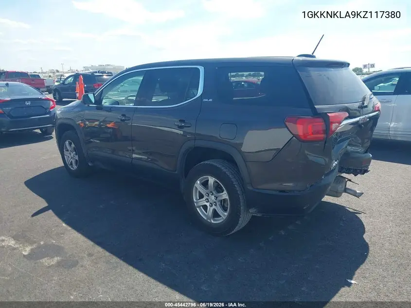 2019 GMC Acadia Sle-1 VIN: 1GKKNKLA9KZ117380 Lot: 45442796
