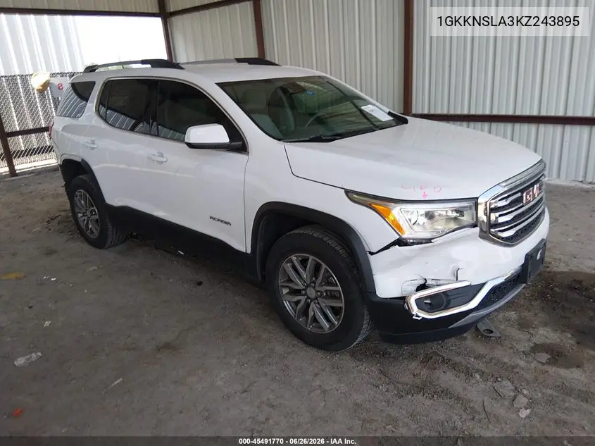 2019 GMC Acadia Sle-2 VIN: 1GKKNSLA3KZ243895 Lot: 45491770