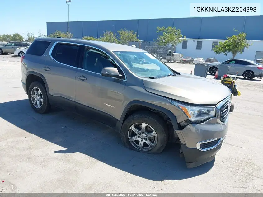 2019 GMC Acadia Sle-1 VIN: 1GKKNKLA3KZ204398 Lot: 45683029