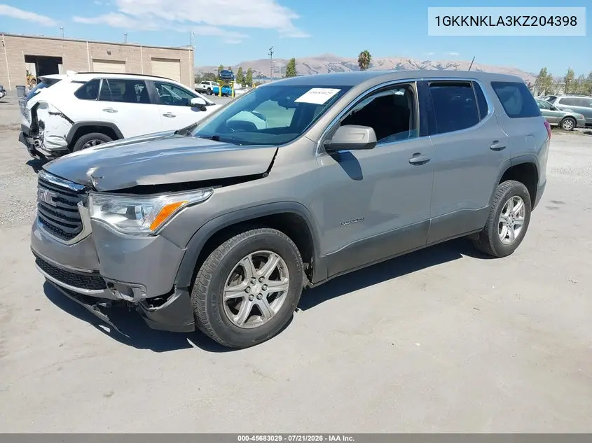 2019 GMC Acadia Sle-1 VIN: 1GKKNKLA3KZ204398 Lot: 45683029