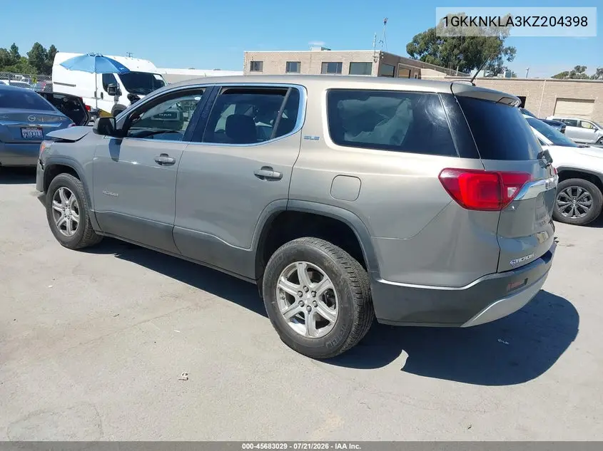 2019 GMC Acadia Sle-1 VIN: 1GKKNKLA3KZ204398 Lot: 45683029