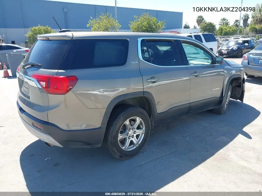 2019 GMC Acadia Sle-1 VIN: 1GKKNKLA3KZ204398 Lot: 45683029