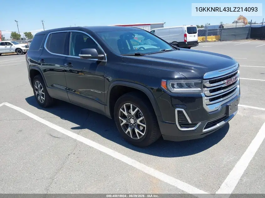 2020 GMC Acadia Fwd Sle VIN: 1GKKNRL43LZ214093 Lot: 45518934