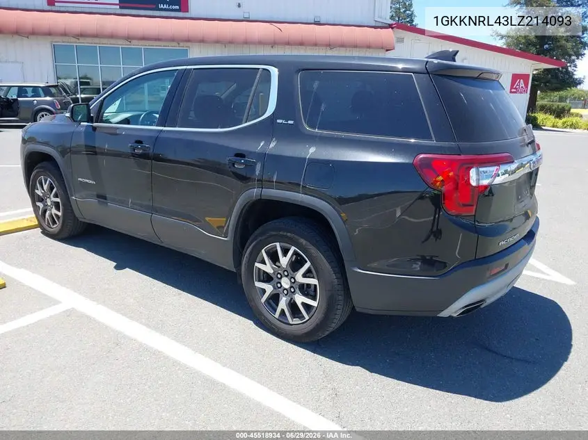 2020 GMC Acadia Fwd Sle VIN: 1GKKNRL43LZ214093 Lot: 45518934