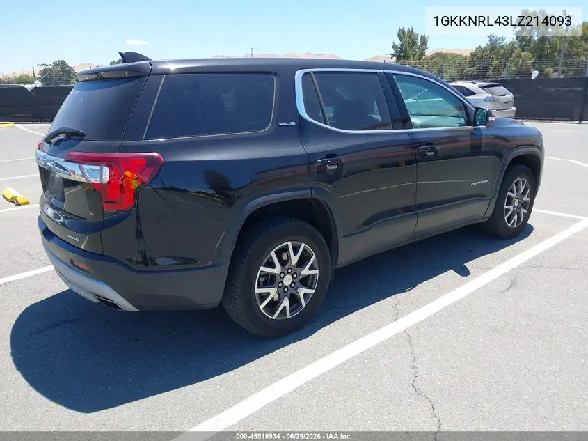2020 GMC Acadia Fwd Sle VIN: 1GKKNRL43LZ214093 Lot: 45518934