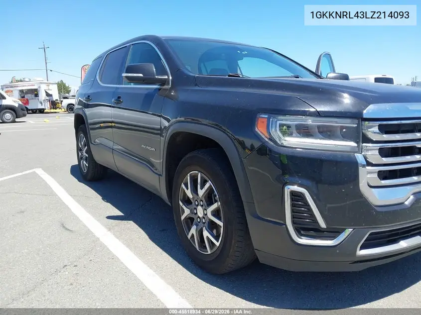 2020 GMC Acadia Fwd Sle VIN: 1GKKNRL43LZ214093 Lot: 45518934