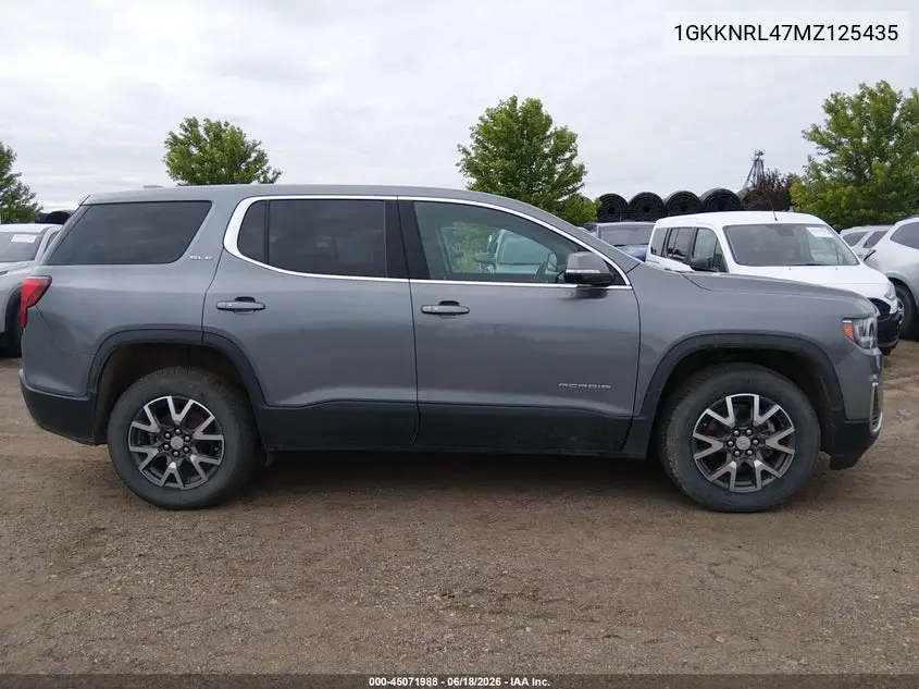 2021 GMC Acadia Awd Sle VIN: 1GKKNRL47MZ125435 Lot: 45071988