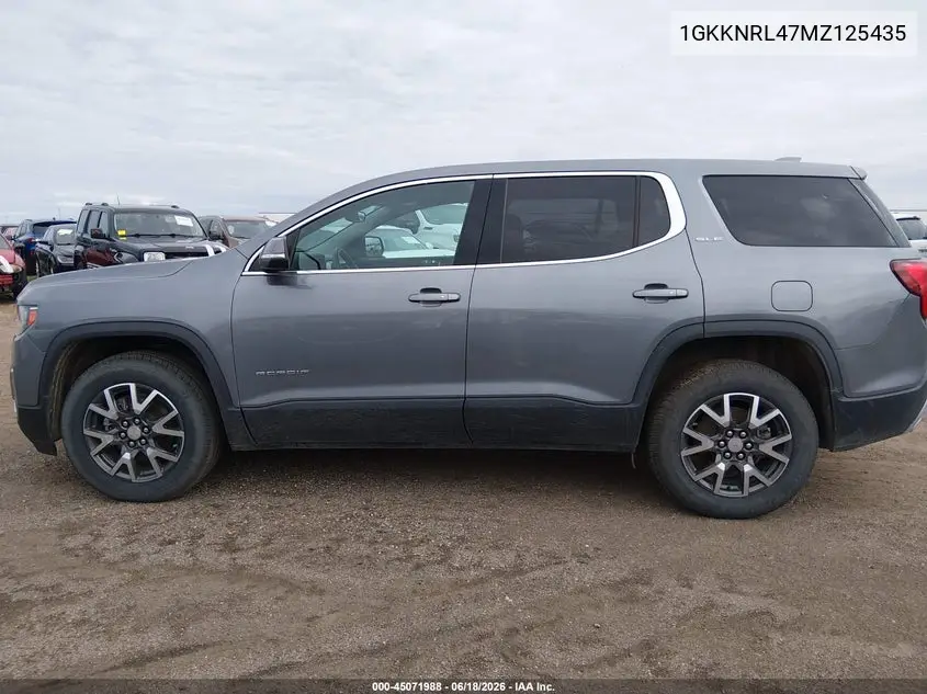 2021 GMC Acadia Awd Sle VIN: 1GKKNRL47MZ125435 Lot: 45071988