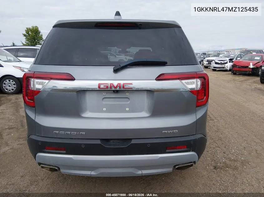 2021 GMC Acadia Awd Sle VIN: 1GKKNRL47MZ125435 Lot: 45071988