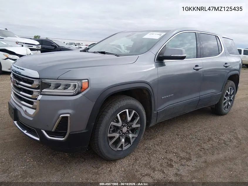 2021 GMC Acadia Awd Sle VIN: 1GKKNRL47MZ125435 Lot: 45071988