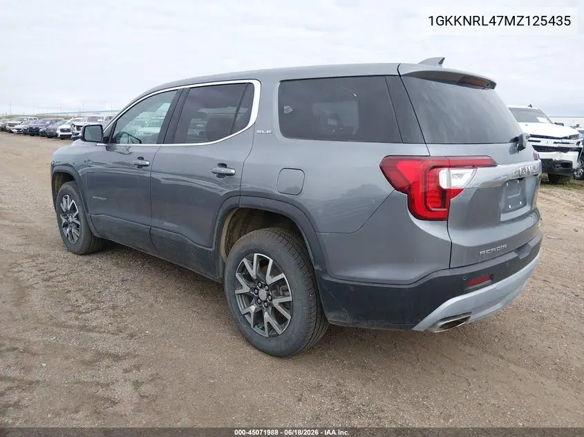 2021 GMC Acadia Awd Sle VIN: 1GKKNRL47MZ125435 Lot: 45071988